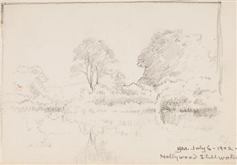 JAMES HENRY MOSER Collection of approximately 20 pencil landscape drawings.